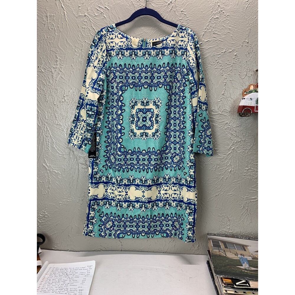 THE LIMITED Shift‎ Dress Aqua Blue Navy White 3/4 Sleeve Sea Foam Size Medium